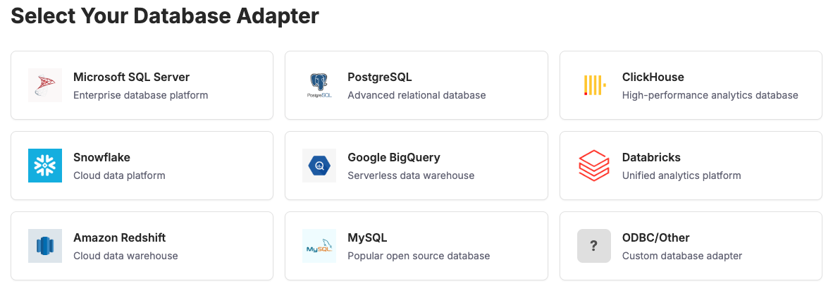 Database Selection Screen